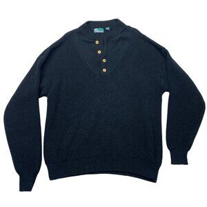 Timber Trail Black Acrylic Button-Up Sweater Men's Size  XL